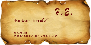 Herber Ernő névjegykártya